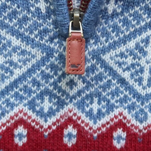 Vineyard Vines Fair Isle 1/4 Zip Sweater Blue Red Merino Wool Alpaca Long Sleeve - Picture 11 of 16